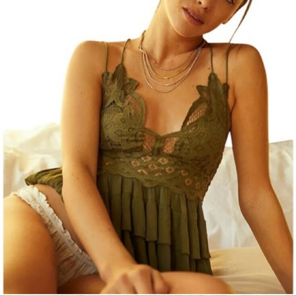 NWT Free People Olive Green Adella Crochet Cami Top - Picture 4 of 10